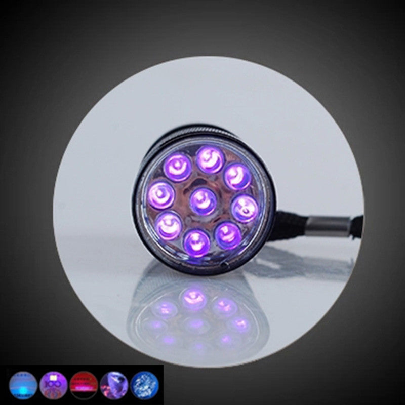 Mini Aluminum Portable UV Flashlight Violet Light 9 LED UV Torch Light Lamp Flashlight
