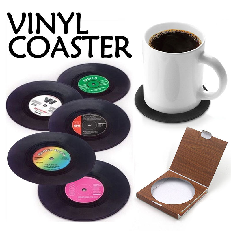 6 Pcs/set Home Table Cup Mat Creative Decor Coffee Drink Placemat Spinning Retro Vinyl CD Record Drinks Coasters 301-0460