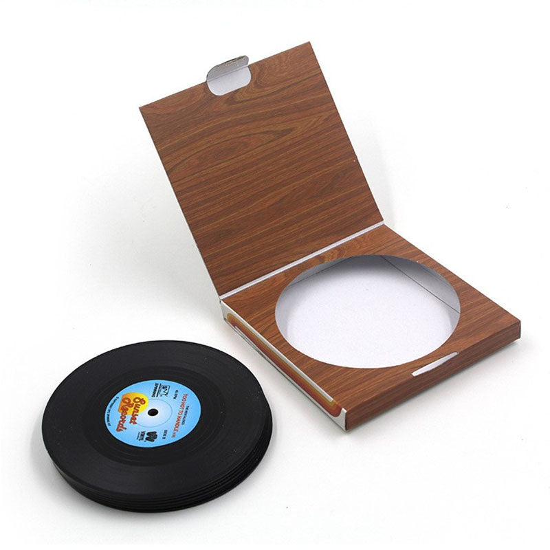 6 Pcs/set Home Table Cup Mat Creative Decor Coffee Drink Placemat Spinning Retro Vinyl CD Record Drinks Coasters 301-0460