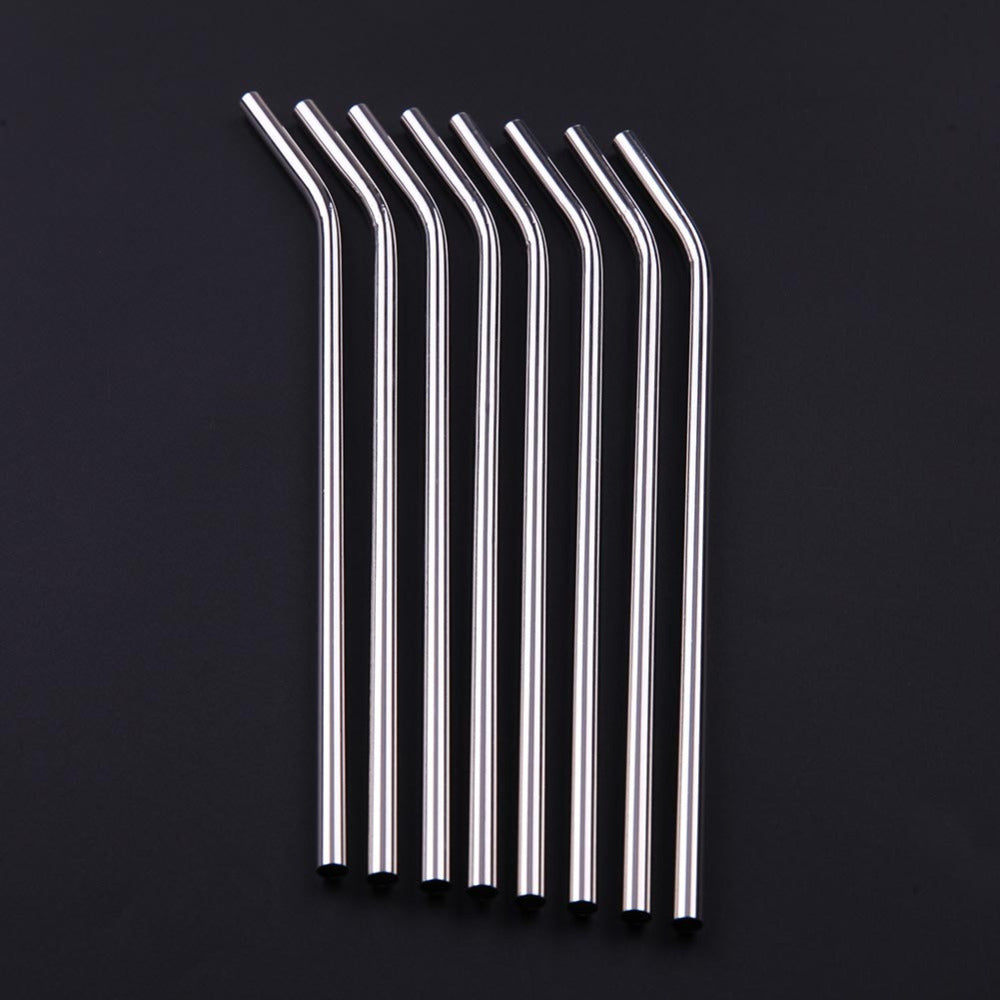 8Pcs/lot Reusable Drinking Straw Stainless Steel Metal Straw with 3 Cleaner Brush For Home Party Bar Accessories