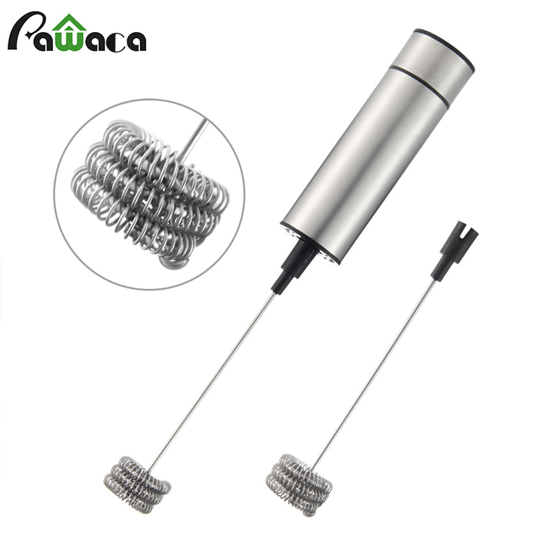 Double Triple Spring Whisk Head Electric Milk Frother Handheld Blender Mixer with Additional Single Spring Whisk Head for Coffee