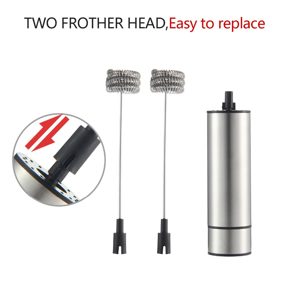 Double Triple Spring Whisk Head Electric Milk Frother Handheld Blender Mixer with Additional Single Spring Whisk Head for Coffee