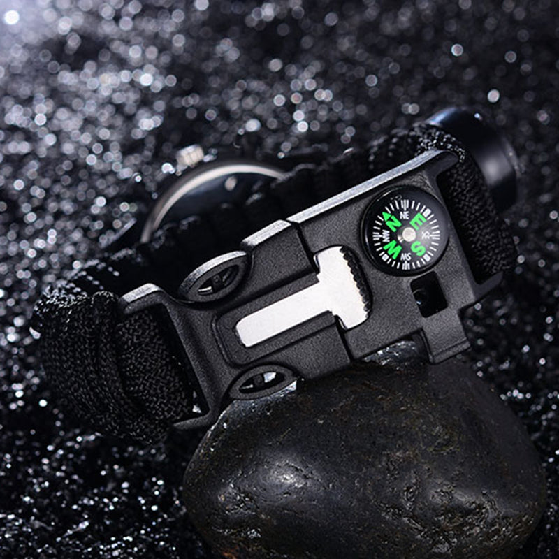 Tactical multi Outdoor Camping survival bracelet watch compass Rescue Rope paracord equipment Tools kit