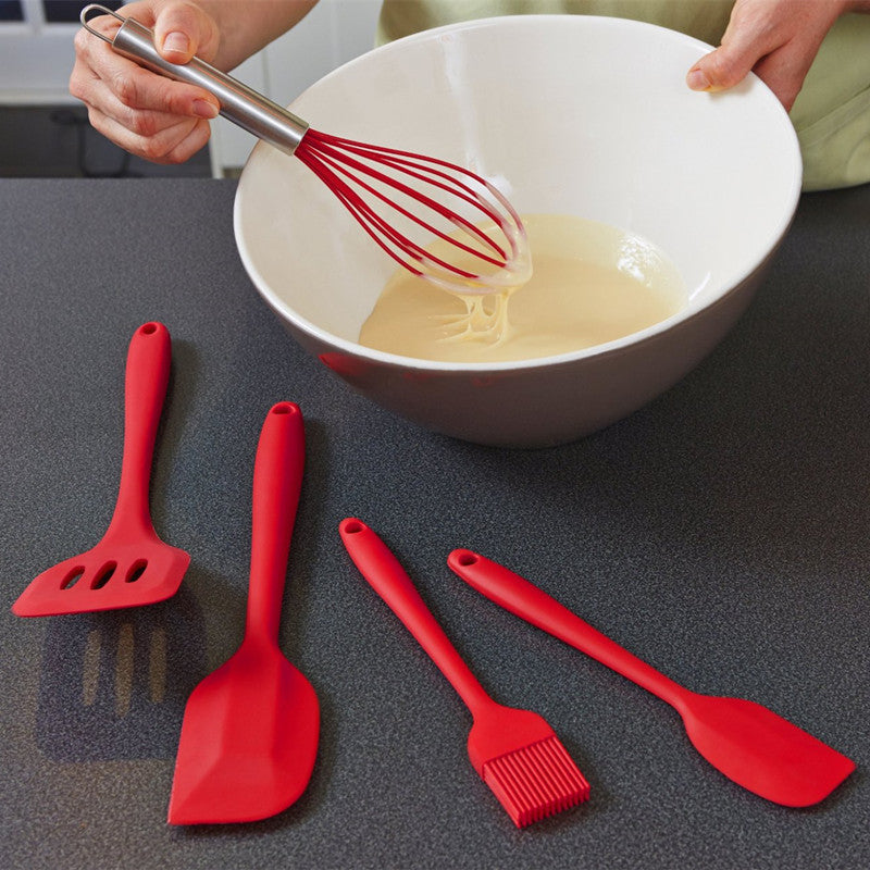 FDA Approved Silicone Cooking Tools Silicone Kitchen Utensils Set (5 Piece) in Hygienic Solid Coating