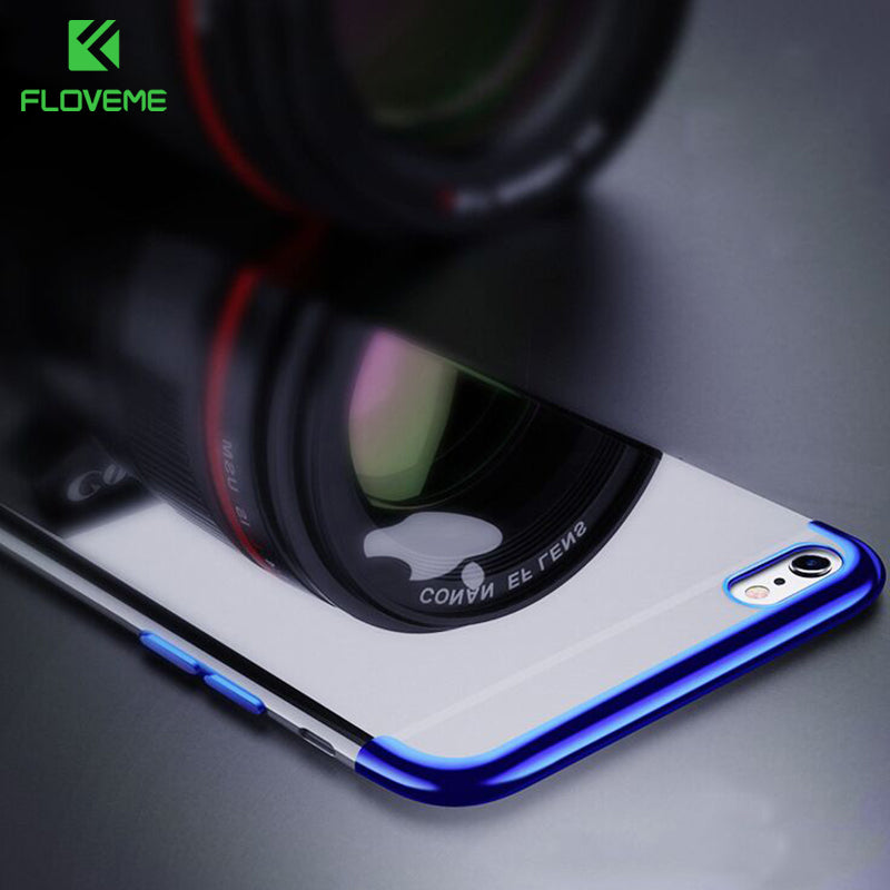 Luxury Plated TPU Case For iPhone X 10 Transparent Ultra Thin Silicone Cover For iPhone 8 7 6 6S Plus Phone Accessories