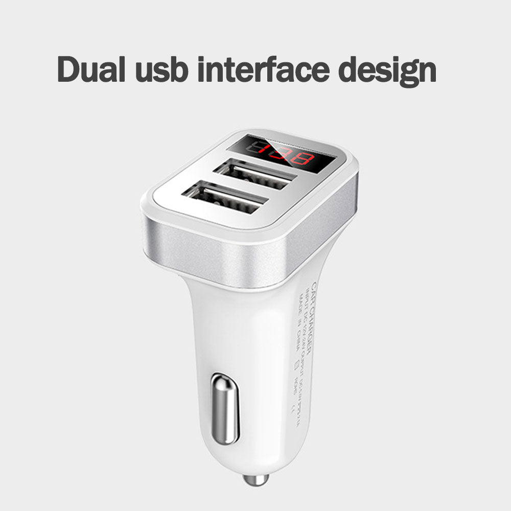 Fast Charging Car Charger Digital Display Dual Port USB Adapter 2.1A Car-charger 2USB Adapter for iPhone Samsung Xiaomi Wuahei
