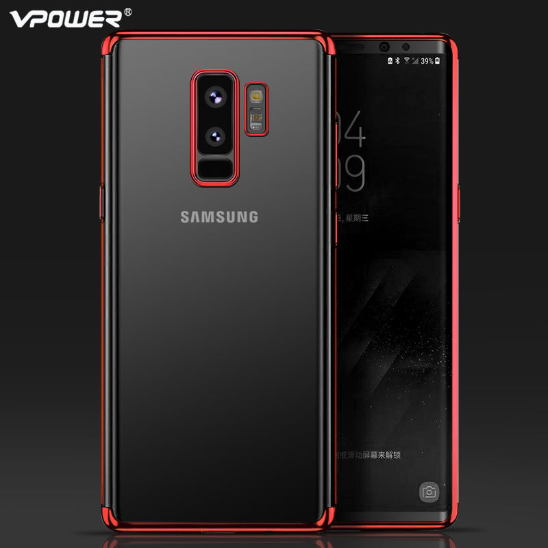 For Samsung Galaxy S9 / S9 Plus case, Vpower Painted frame Crystal Clear tpu soft Phone case for samsung s9 s9+ cover