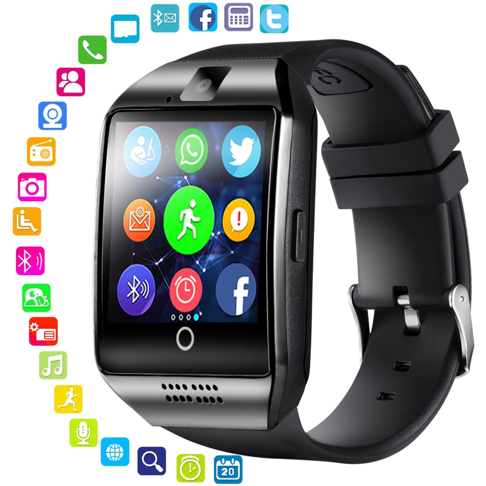Bluetooth Smart Watch Men Q18 With Touch Screen Big Battery Support TF Sim Card Camera for Android Phone Smartwatch