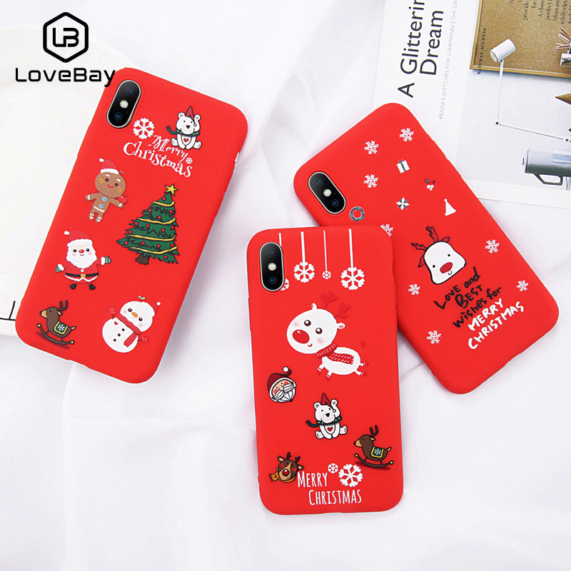 SabreCase Phone Case For iPhone 6 6s 7 8 Plus X XR XS Max Cute Cartoon Christmas Santa Claus Elk Soft TPU For iPhone 5 5S SE Cover