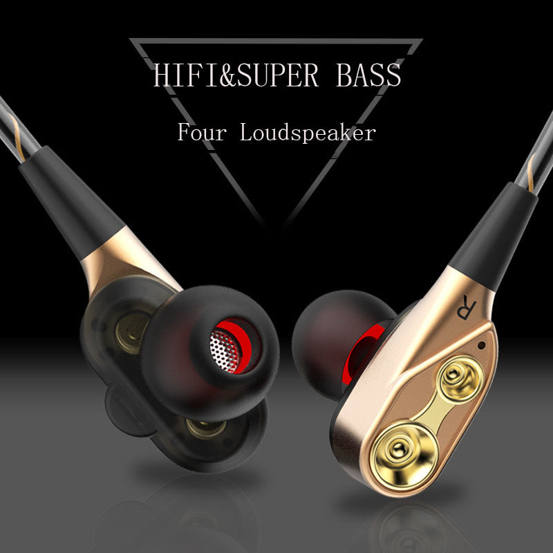 Dual Driver Earphones In-Ear Stereo Bass earphones Sport Running HIFI Earbuds For iPhone Huawei fone de ouvido - Free + Shipping