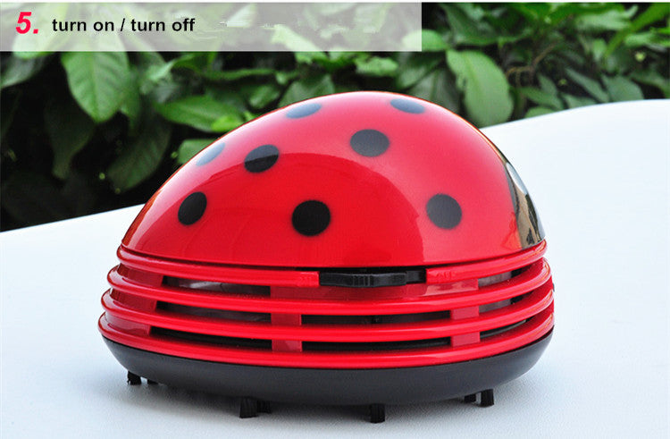 Mini Ladybug Desktop Coffee Table Vacuum Cleaner Dust Collector for Home Office