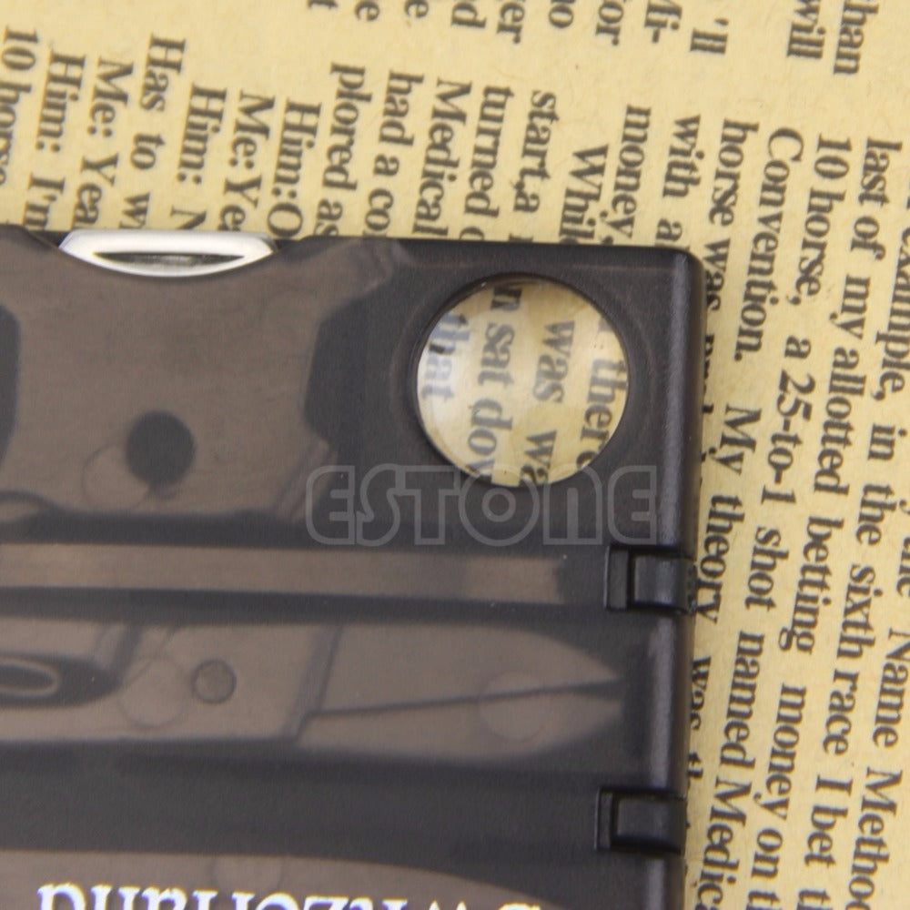 Mini Outdoor Tools Handy Multifunctional Survival Camping Tool Card LED Light Magnifier
