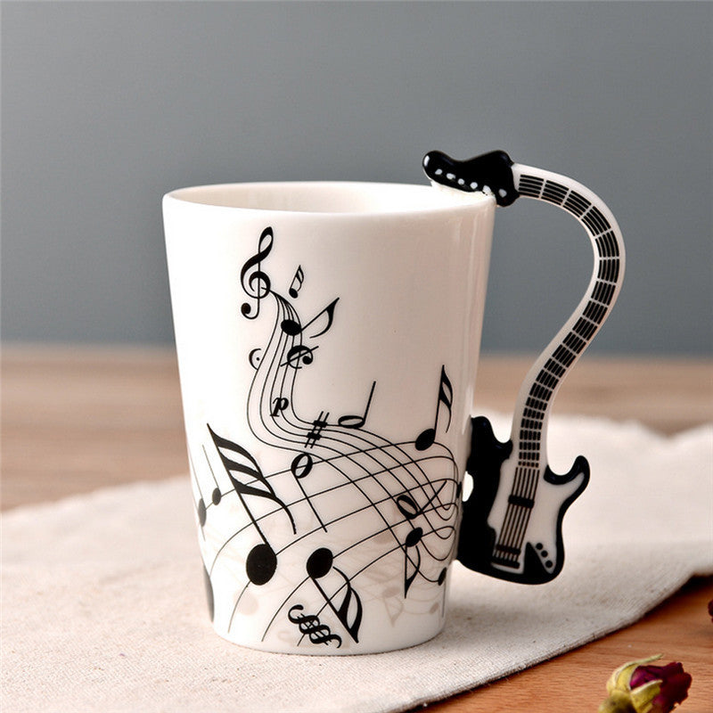 Novelty Guitar Ceramic Cup Personality Music Note Milk Juice Lemon Mug Coffee Tea Cup Home Office Drinkware Unique Gift