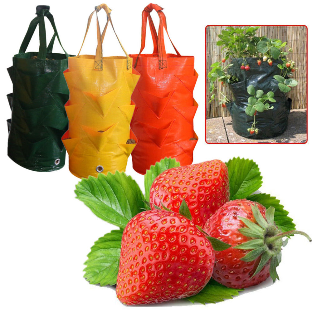 Strawberry Planting Growing Bag | 3 Gallons | Multi mouth Container Bags | Grow Planter Pouch | Garden Supplies | Grow Bags
