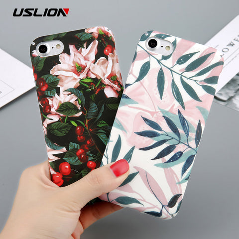 Cases For iPhone 6 Flower Cherry Tree Hard PC Phone Cases Candy Colors Leaves Print Cover Coque For iPhone 6 6s 7 8 Plus