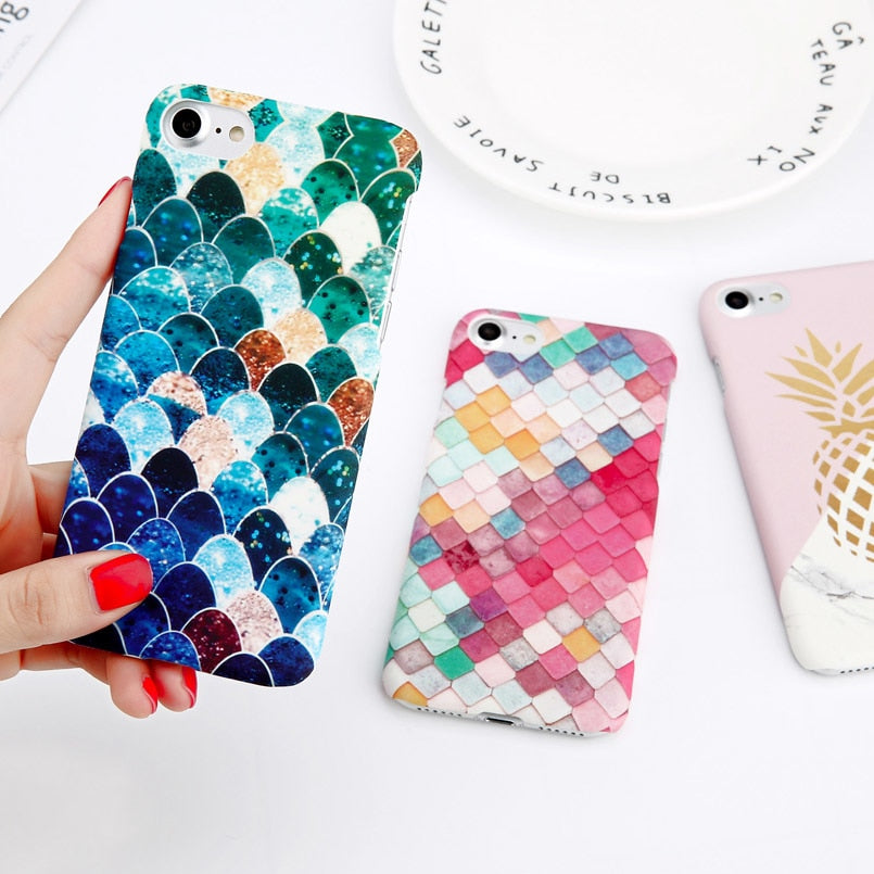 Sabre Flower Leaf Print Phone Case For iPhone 7 Plus XR XS Max Pineapple Marble Hard PC Cover Cases For iPhone X 8 6 Plus 5 SE