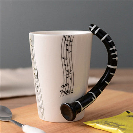 Novelty Guitar Ceramic Cup Personality Music Note Milk Juice Lemon Mug Coffee Tea Cup Home Office Drinkware Unique Gift