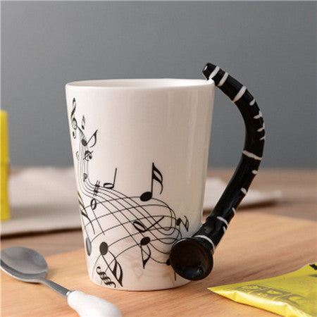 Novelty Guitar Ceramic Cup Personality Music Note Milk Juice Lemon Mug Coffee Tea Cup Home Office Drinkware Unique Gift