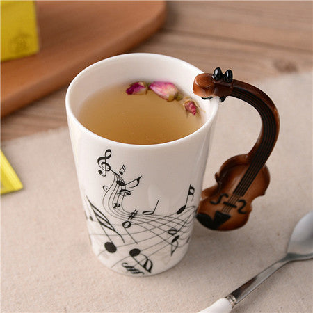 Novelty Guitar Ceramic Cup Personality Music Note Milk Juice Lemon Mug Coffee Tea Cup Home Office Drinkware Unique Gift