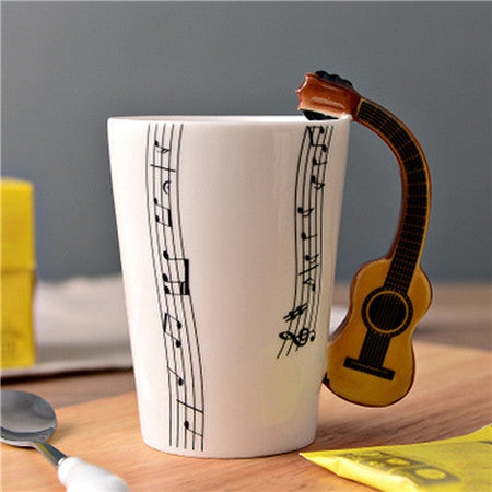 Novelty Guitar Ceramic Cup Personality Music Note Milk Juice Lemon Mug Coffee Tea Cup Home Office Drinkware Unique Gift