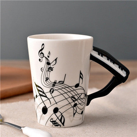 Novelty Guitar Ceramic Cup Personality Music Note Milk Juice Lemon Mug Coffee Tea Cup Home Office Drinkware Unique Gift