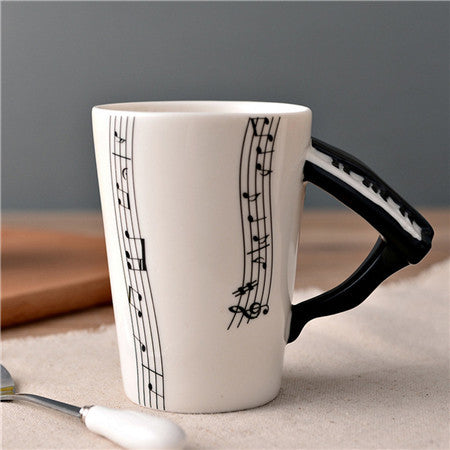 Novelty Guitar Ceramic Cup Personality Music Note Milk Juice Lemon Mug Coffee Tea Cup Home Office Drinkware Unique Gift