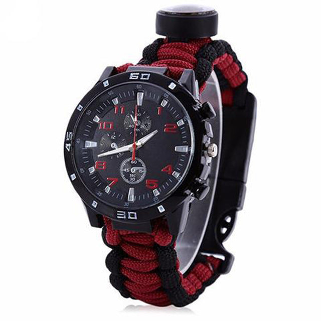 Tactical multi Outdoor Camping survival bracelet watch compass Rescue Rope paracord equipment Tools kit