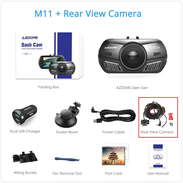 M11 Mini Full HD1080P Dash Cam 3 inch 2.5D IPS Screen Car DVR Recorder Camera Car Video Recorder Dual Lens Dash Camera