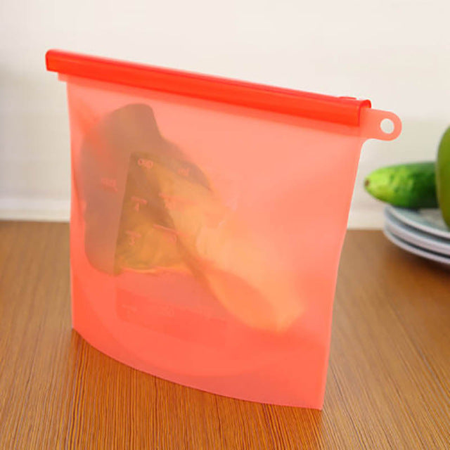 Colorful food-grade silicone kitchen outdoor travel Reusable Vacuum Food Sealer Bags Wrap Fridge Food Storage Container TSLM1