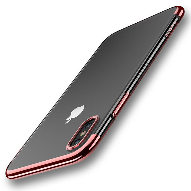 Luxury Plated TPU Case For iPhone X 10 Transparent Ultra Thin Silicone Cover For iPhone 8 7 6 6S Plus Phone Accessories