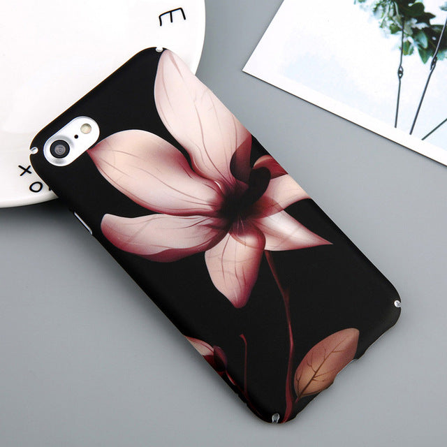Cases For iPhone 6 Flower Cherry Tree Hard PC Phone Cases Candy Colors Leaves Print Cover Coque For iPhone 6 6s 7 8 Plus